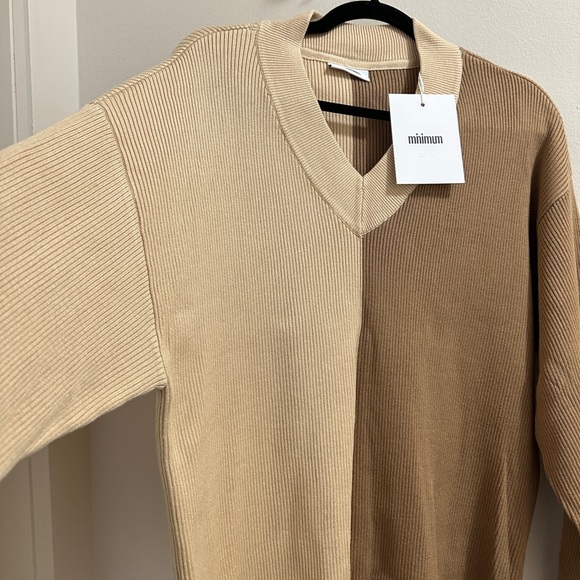 Minimum Ribbed Sweater in Tan and Cream - Picture 9 of 14